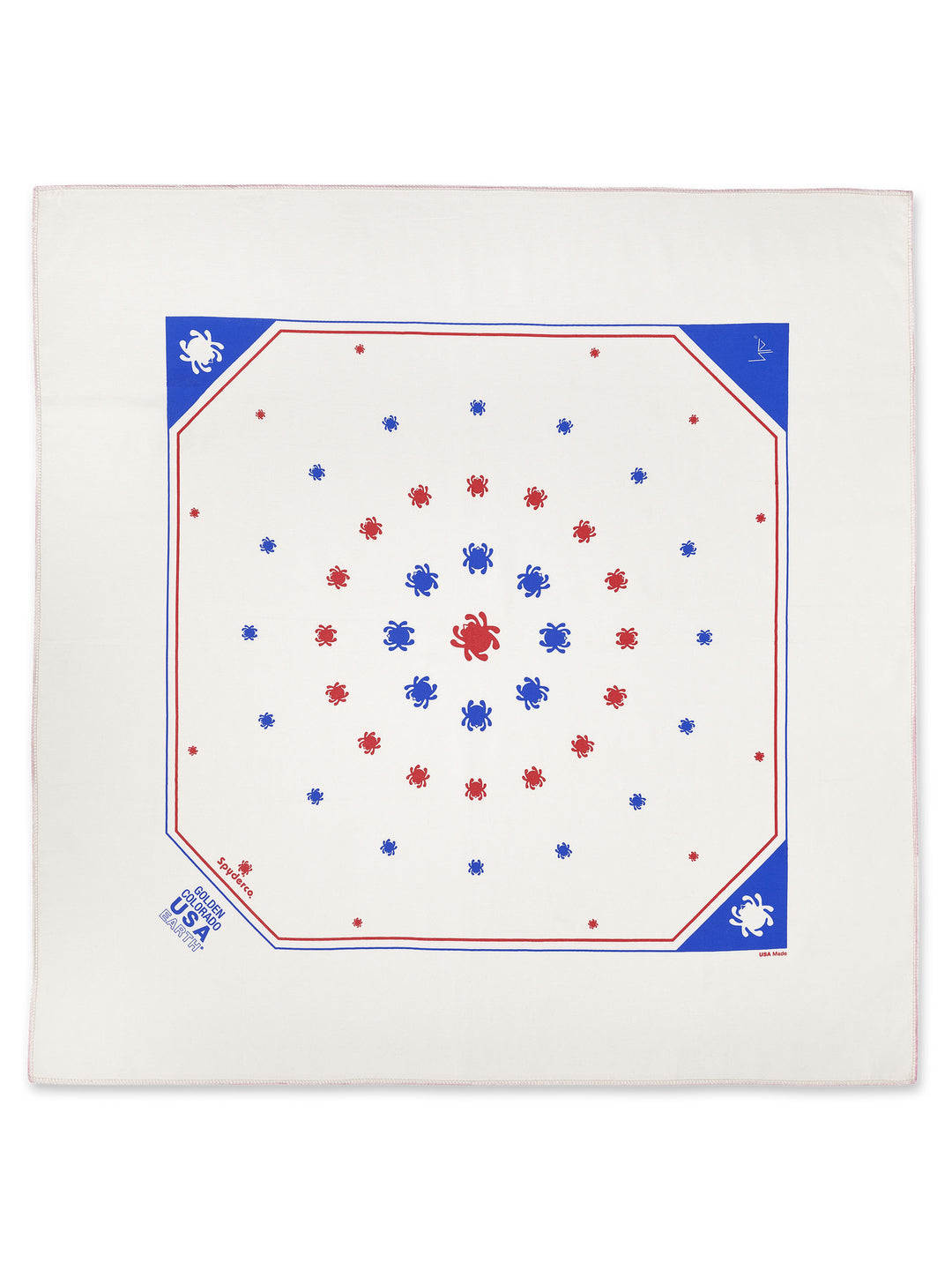 Spyderco Bandanas Ivory with Red Blue Bug BAND5_Both