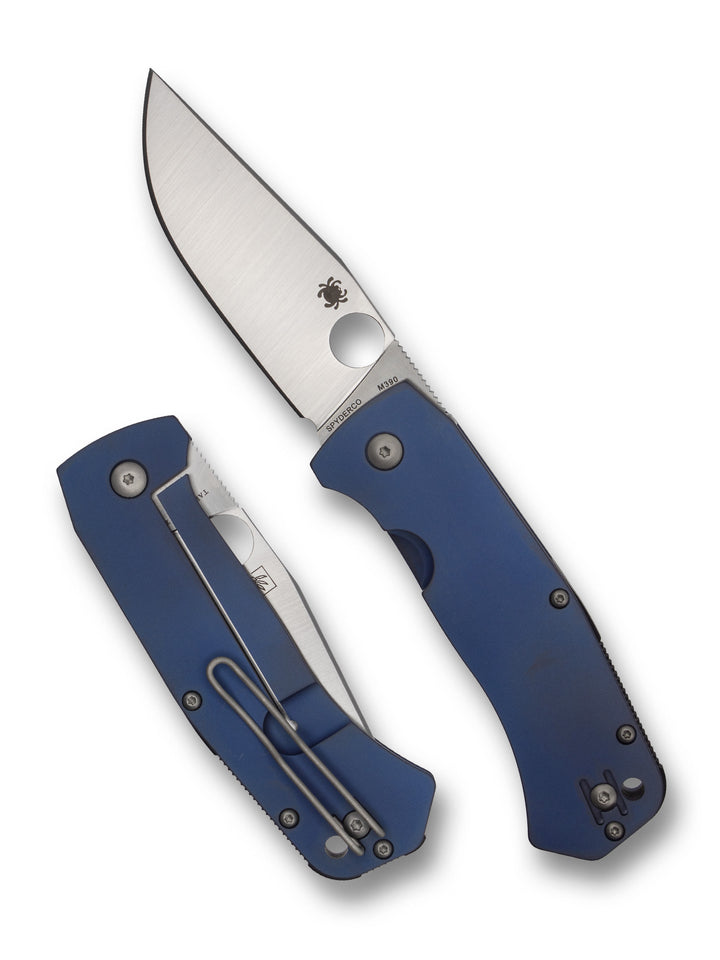 Slysz Bowie Blue Anodized Titanium M390 Exclusive C186TIPBL_both