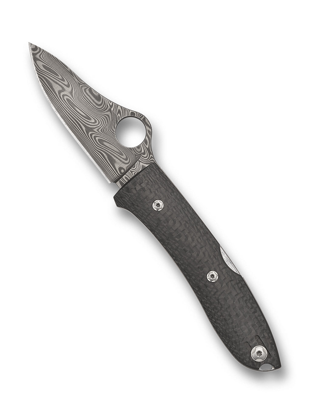 SpyOpera™ Carbon Fiber Thor™ Damascus Sprint Run® C255CFPD_Open