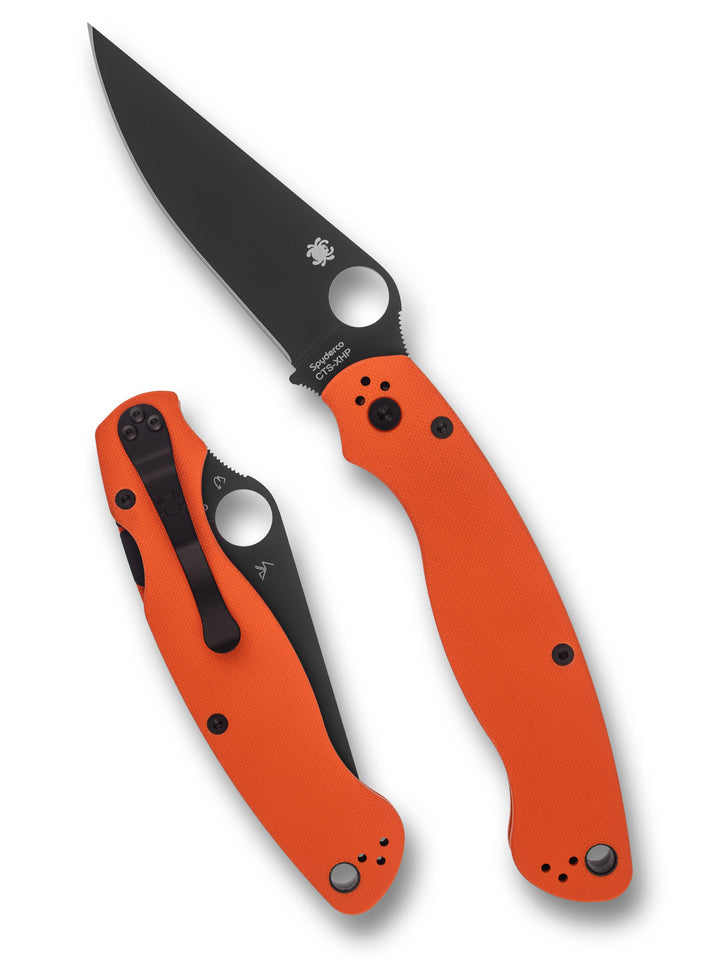 Military™ 2 Orange G-10 CTS XHP Black Blade PlainEdge Exclusive C36GPORBK2_both
