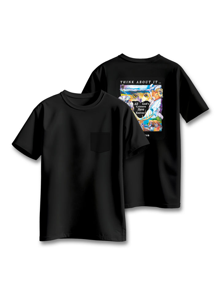 Critter Black Pocket T-Shirt TS09BK_Both