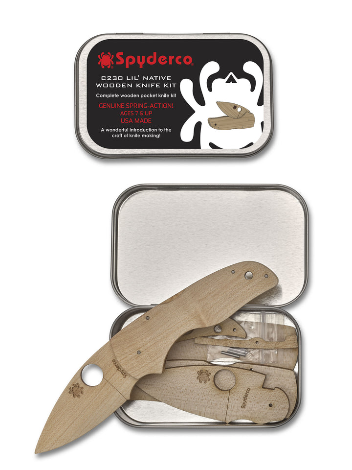 Spyderco Wooden Knife Kit Wooden Lil' Native® WDKIT2_Both