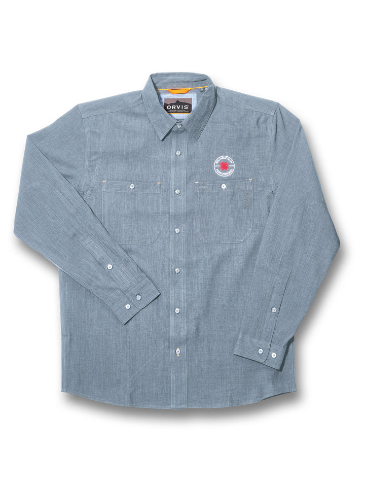Orvis® Tech Men's Chambray Work Shirt Long Sleeve Medium Blue WS02MM