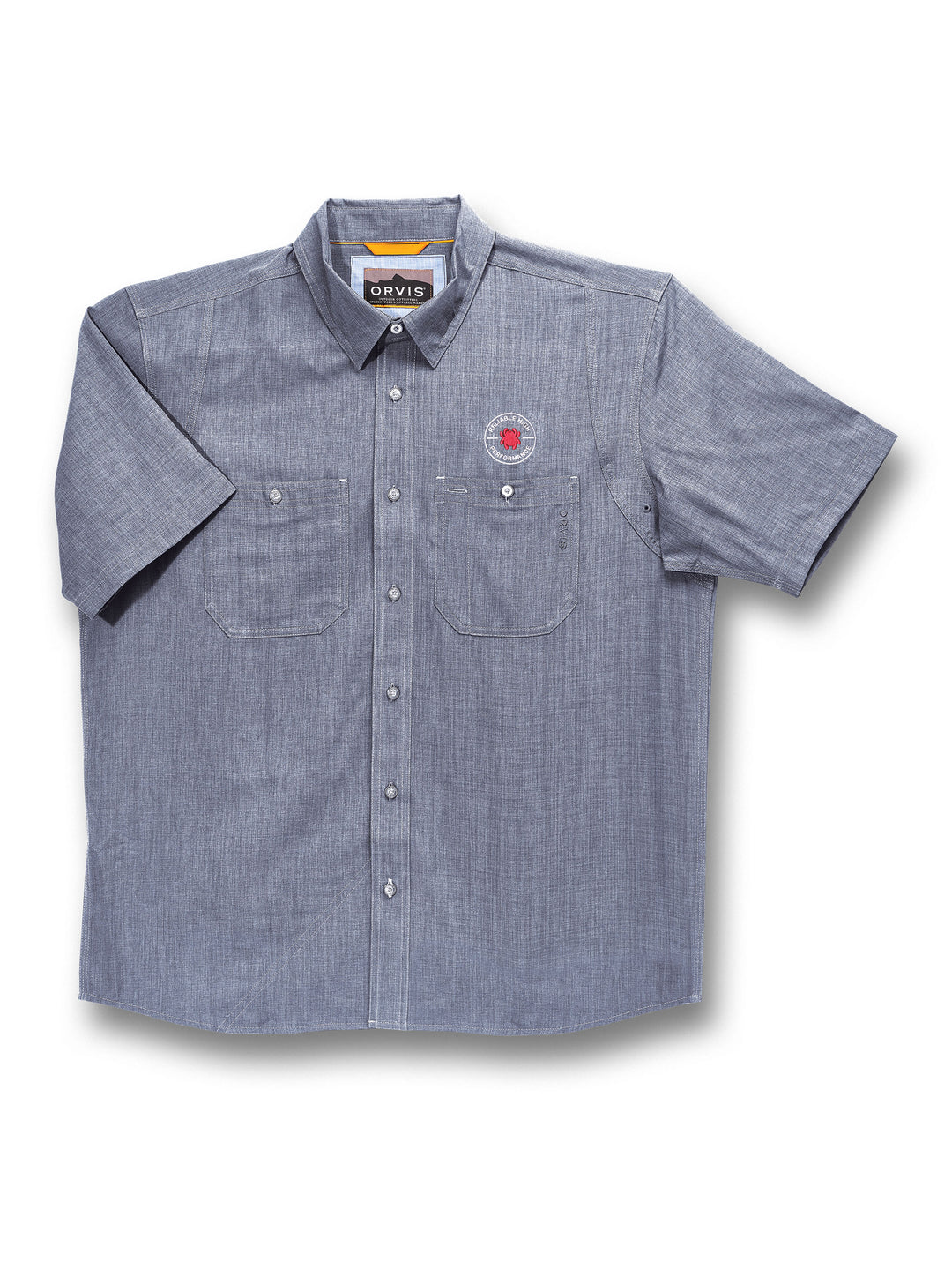 Orvis® Tech Men's Chambray Work Shirt Short Sleeve XXL Blue WS05MXXL